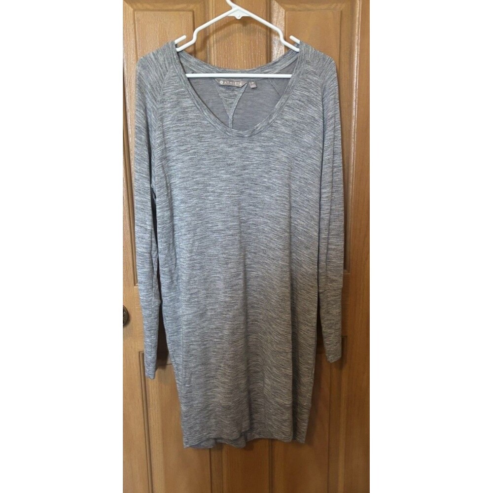 Athleta Nirvana Sweatshirt Dress Gray Long Sleeve Size Medium Stretch Soft